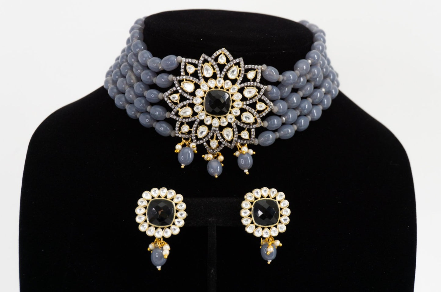 Highneck Choker Set - American Diamond