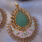 Pink and Mint Gold Tone Earrings