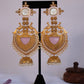 Peacock Earrings With Jhumki - White & Pink