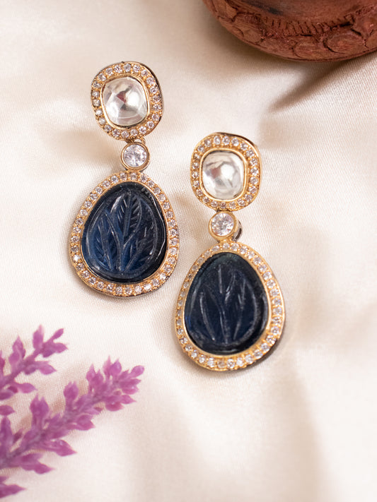 Kundan Earrings - Royal Blue
