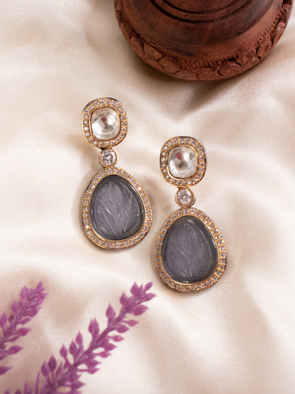 Kundan Earrings - Grey