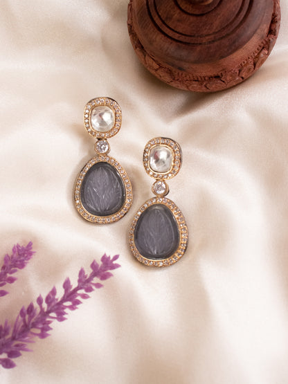 Kundan Earrings - Grey