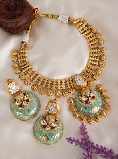 Pendant Antique Necklace Set - Turquoise