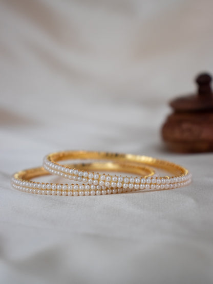 Moti Bangles With Gold Plating