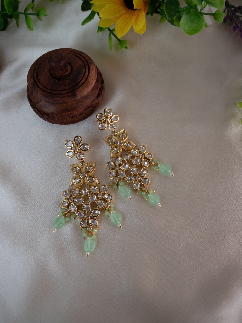 Kundan Necklace Set - Pastel Green