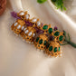 Double-Sided Necklace With 2 Pairs of Jhumkas - White & Green 