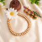 Double-Sided Necklace With 2 Pairs of Jhumkas - White & Green 