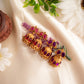 Double-Sided Necklace With 2 Pairs of Jhumkas - Purple & Ruby