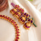 Double-Sided Necklace With 2 Pairs of Jhumkas - Purple & Ruby