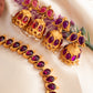 Double-Sided Necklace With 2 Pairs of Jhumkas - Purple & Ruby