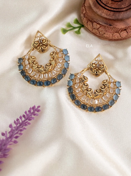 Antique Blue Earrings/Gold Toned