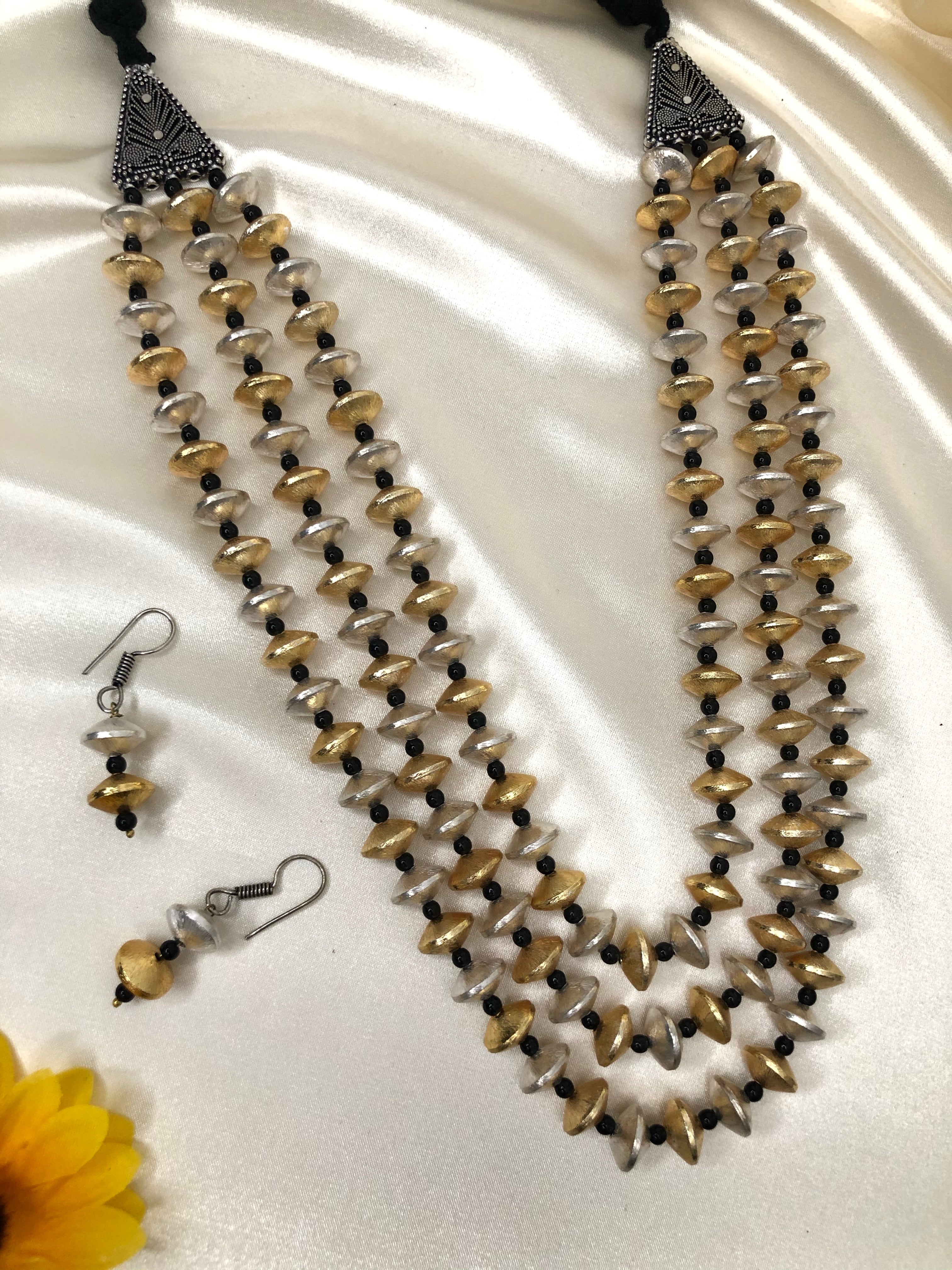 Dual Tone Long Beaded Neckpiece