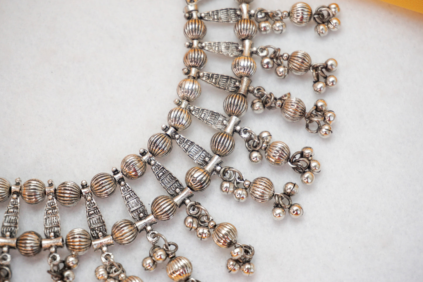 Oxidized Necklace With Silver Beads