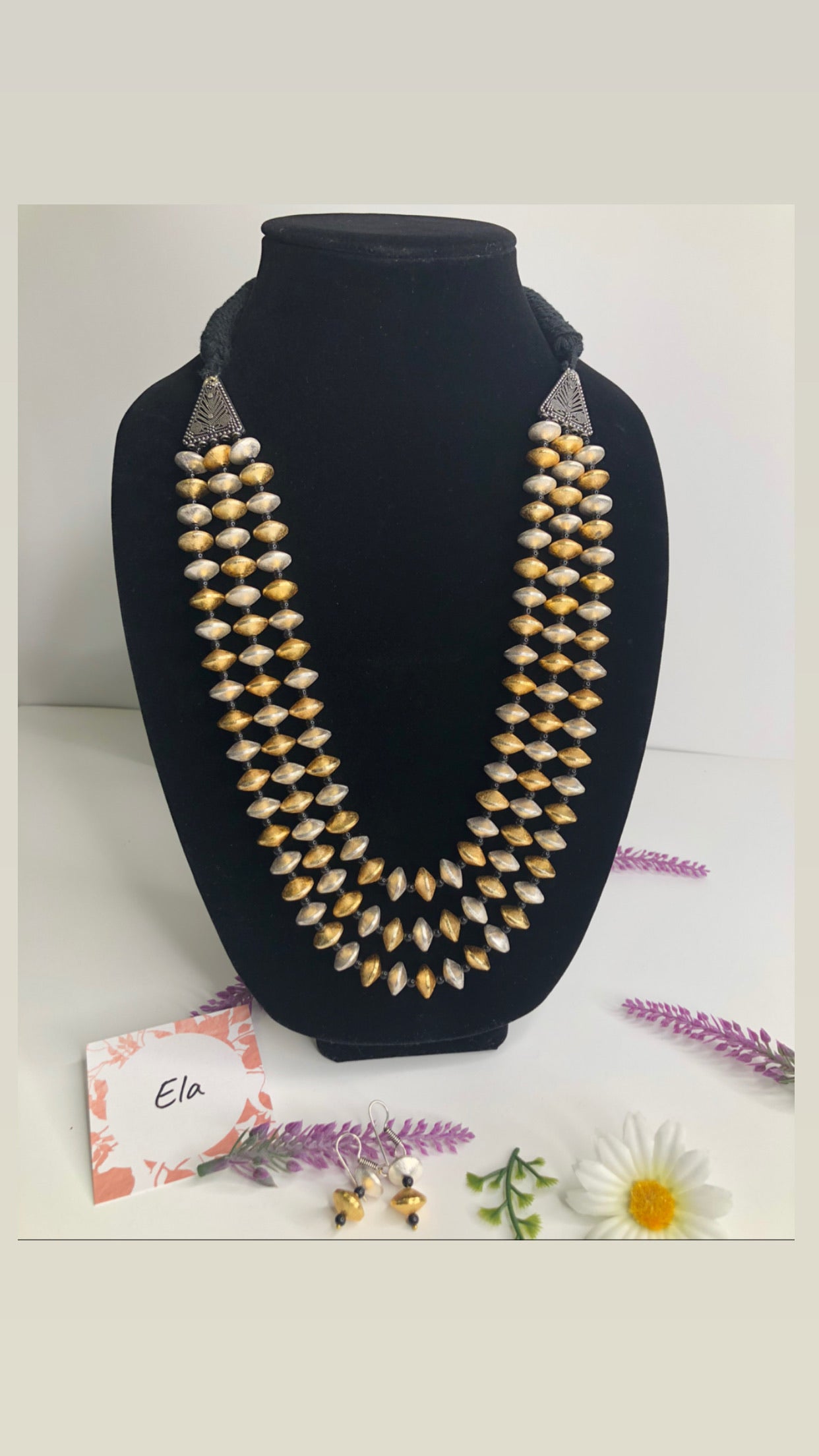 Dual Tone Long Beaded Neckpiece