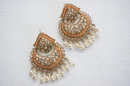 Polki Earrings With Mehndi Plating