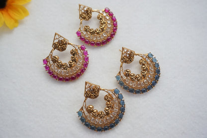 Earring With Gold Plating - Blue & Ruby