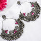 Oversized Peacock Chandbali - Pink