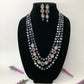 Long 3 Layered Necklace Set With Earrings